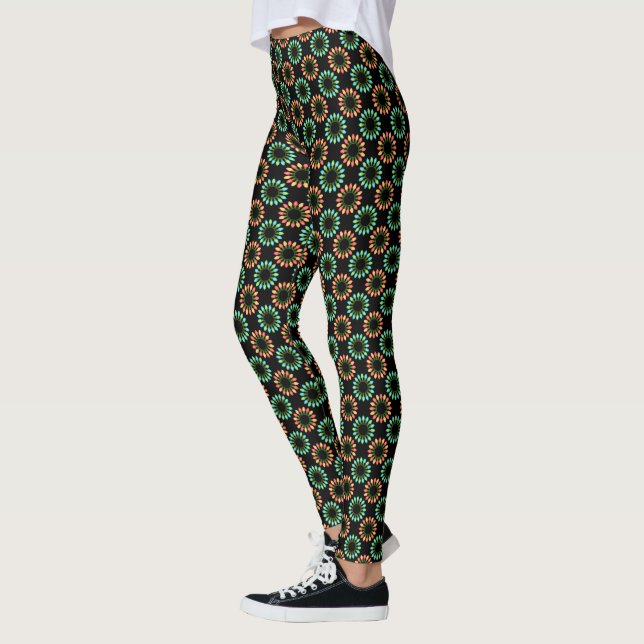 Christmas Lights in Colourful Circles Pattern Leggings (Left)