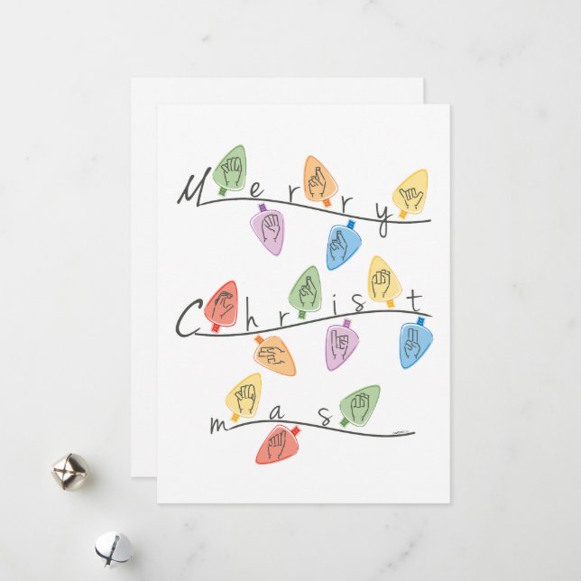 Christmas Lights in Sign Language Holiday Card (Front/Back In Situ)