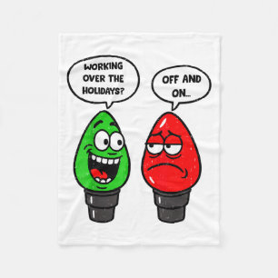 Christmas Lights Joke Light Bulb Working Off On Pu Fleece Blanket