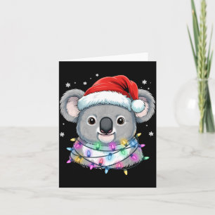 Christmas Lights Koala Santa Hat Cute Xmas Pajamas Card