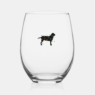 Christmas Lights Labrador Retriever Dog Shirt Stemless Wine Glass