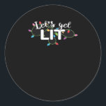 Christmas Lights Let's Get Lit Gift Classic Classic Round Sticker<br><div class="desc">Christmas Lights Let's Get Lit Gift Classic: A festive gift-ready design featuring Christmas lights and humour. Perfect for spreading cheer. Fun,  stylish,  and seasonal.</div>