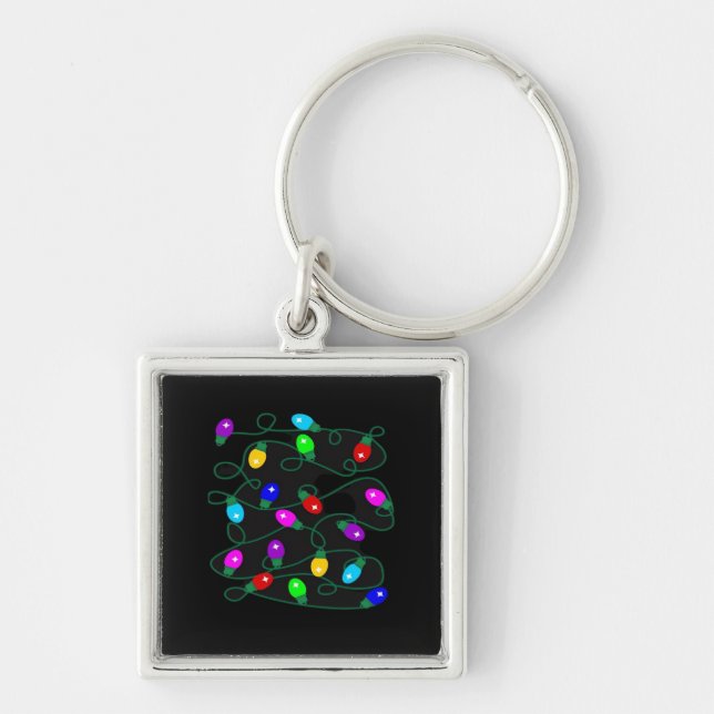 Christmas Lights -Let's Get Lit Lights- Merry & Br Keychain (Front)