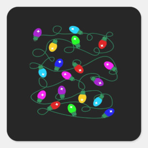 Christmas Lights -Let's Get Lit Lights- Merry & Br Square Sticker