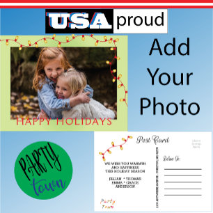 Christmas Lights Lime Photo Frame Holiday Postcard