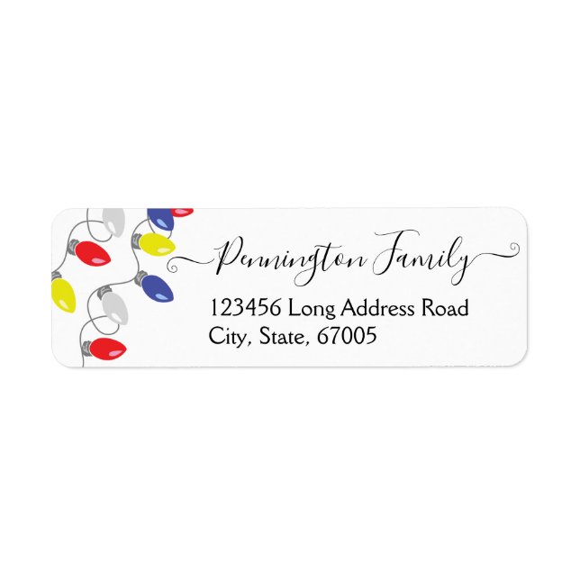Christmas Lights Mailing Address Family Name Label (Front)
