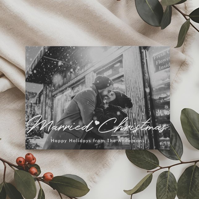 Christmas Lights Married Christmas Photo Overlay Holiday Card (Creator Uploaded)