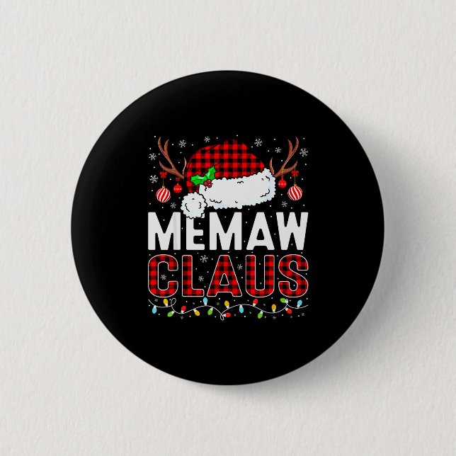Christmas Lights Memaw Claus Family Matching Xmas  2 Inch Round Button (Front)