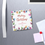 Christmas Lights Merry Christmas Magnet<br><div class="desc">Our ''Colourful Christmas Lights Holiday'' collection brings together festive elements such as christmas lights with chic and elegant fonts on a simple dark background.</div>