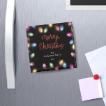 Christmas Lights Merry Christmas Magnet<br><div class="desc">Our ''Colourful Christmas Lights Holiday'' collection brings together festive elements such as christmas lights with chic and elegant fonts on a simple dark background.</div>