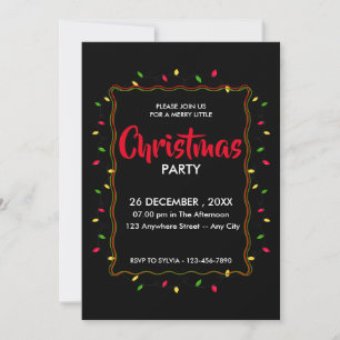 Christmas Lights Merry Xmas Holiday Party Invitation