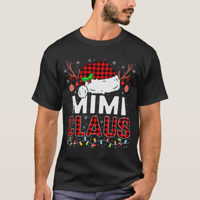 Christmas Lights Mimi Claus Family Matching Xmas P T-Shirt (Front)