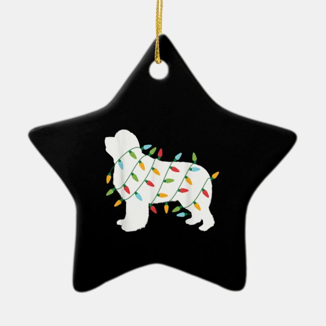 Christmas lights newfoundland  gifts | dog lovers ceramic ornament (Front)