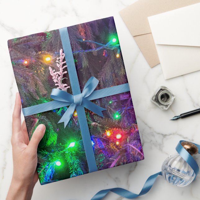 Christmas Lights On Pine Wrapping Paper (Gifting)