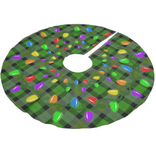 Christmas Lights On Plaid Brushed Polyester Tree Skirt