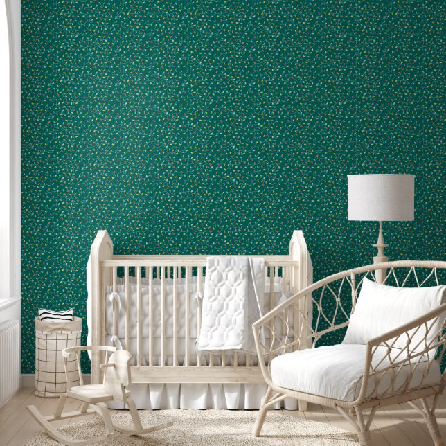 Christmas Lights on Teal Background Wallpaper (Kids)