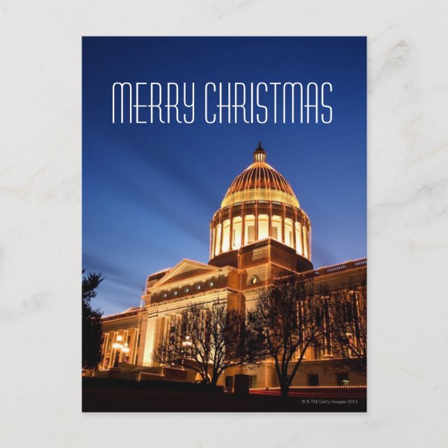 Christmas lights on the Capitol, Little Rock Holiday Postcard (Front)