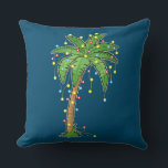 Christmas Lights Palm Tree Beach Funny Tropical Throw Pillow<br><div class="desc">Christmas Lights Palm Tree Beach Funny Tropical Xmas</div>
