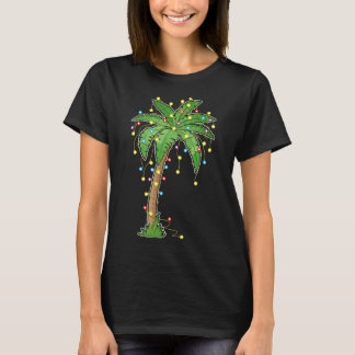 Christmas Lights Palm Tree Beach Funny Tropical Xm T-Shirt