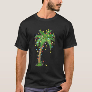 Christmas Lights Palm Tree Beach Funny Tropical Xm T-Shirt