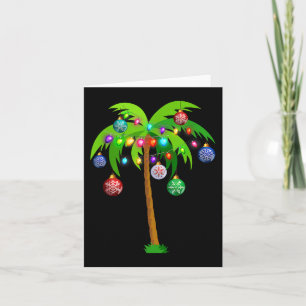 Christmas Lights Palm Tree Fun Hawaii Beach Tropic Card