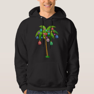 Christmas Lights Palm Tree Funny Hawaii Beach Trop Hoodie