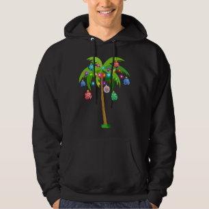 Christmas Lights Palm Tree Funny Hawaii Beach Trop Hoodie