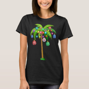 Christmas Lights Palm Tree Funny Hawaii Beach Trop T-Shirt