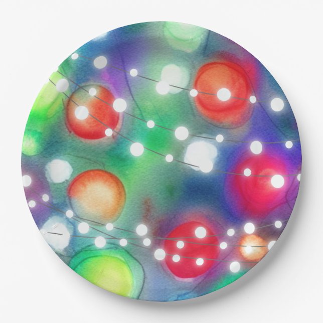 Christmas Lights Paper Plate (Front)