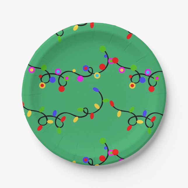 Christmas Lights Paper Plate (Front)