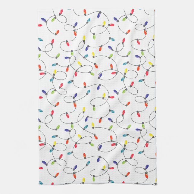 Christmas Lights Pattern Kitchen Towel (Vertical)
