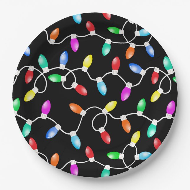 Christmas Lights Pattern Paper Plate (Front)