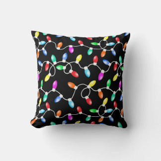Christmas Lights Pattern Throw Pillow