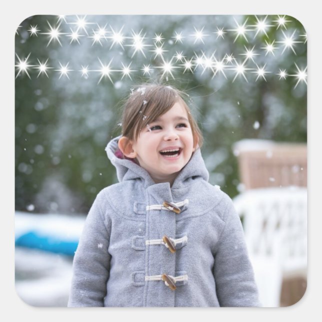 Christmas Lights Photo Holiday Sticker (Front)