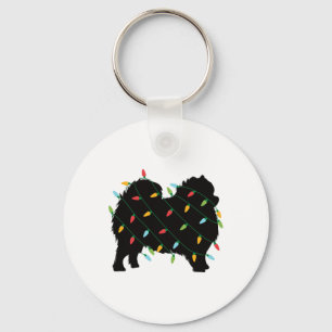 Christmas Lights Pomeranian Cute Gift For Dog Love Keychain