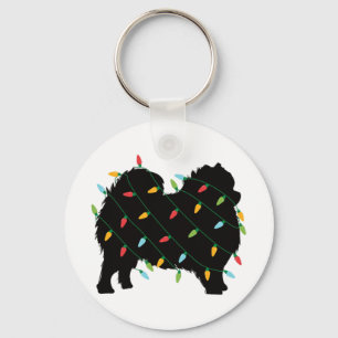Christmas Lights Pomeranian Cute Gift For Dog Love Keychain
