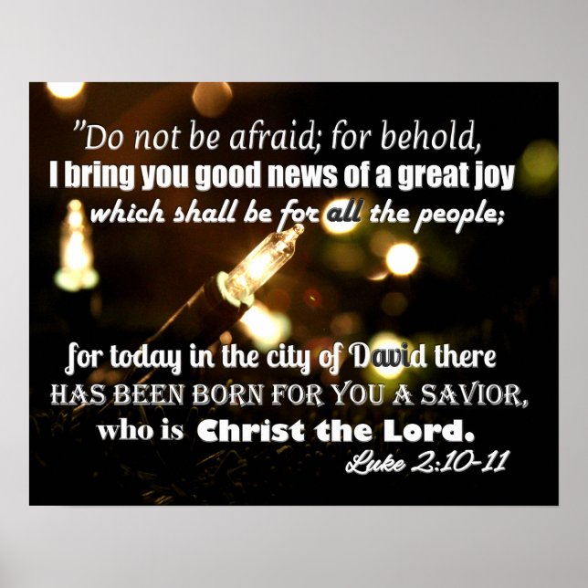 Christmas Lights Poster w/ Scripture Luke 2:10-11 (Front)