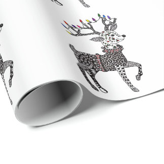 Christmas Lights Reindeer Wrapping Paper