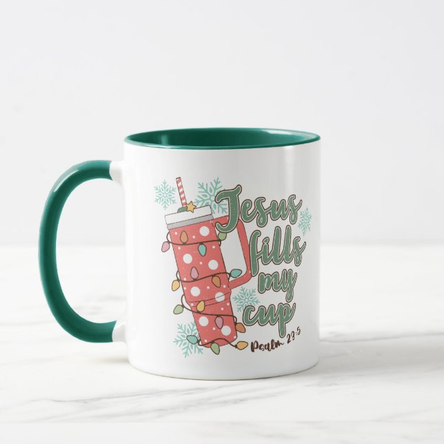 Christmas Lights Religious mug Jesus Fills My Cup (Left)