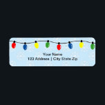 Christmas lights return address labels<br><div class="desc">Custom Holiday address labels with Christmas lights and snow flake background. Cute winter ornament design for your Xmas cards. Colourful light bulbs with snowflake pattern.</div>