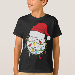 Christmas Lights Santa Hat Golf Ball Funny Sports T-Shirt