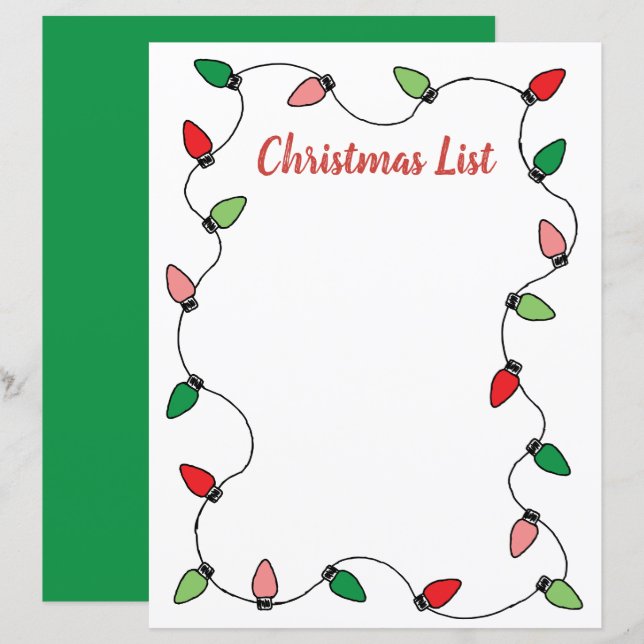 Christmas Lights Santa Wish List TemplateChristmas (Front/Back)