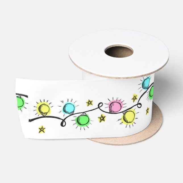 Christmas Lights Satin Ribbon (Spool)