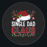 Christmas Lights Single Dad Claus Family Matching  Classic Round Sticker<br><div class="desc">Christmas Lights Single Dad Claus Family Matching Pajama</div>