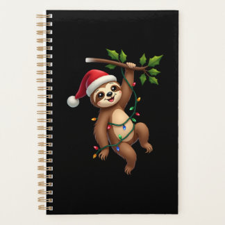 Christmas Lights Sloth Wearing Xmas Hat - Sloth Lo