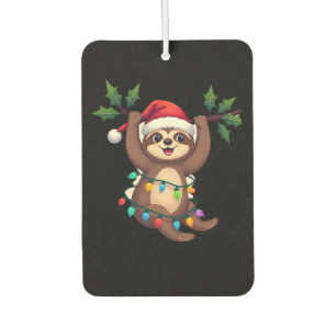 Christmas Lights Sloth Wearing Xmas Hat - Sloth Lo Air Freshener