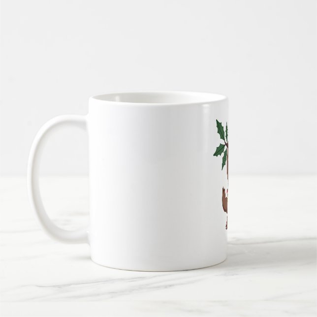 Christmas Lights Sloth Wearing Xmas Hat - Sloth Lo Coffee Mug (Left)