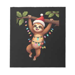 Christmas Lights Sloth Wearing Xmas Hat - Sloth Lo Notepad