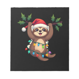 Christmas Lights Sloth Wearing Xmas Hat - Sloth Lo Notepad
