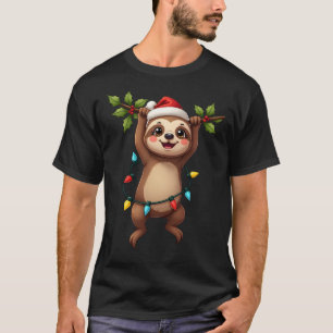 Christmas Lights Sloth Wearing Xmas Hat - Sloth Lo T-Shirt